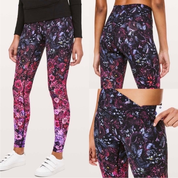 LULULEMON Wunder Under In Bloom Atheleisure Floral Printed Leggings (RARE) - Picture 2 of 11